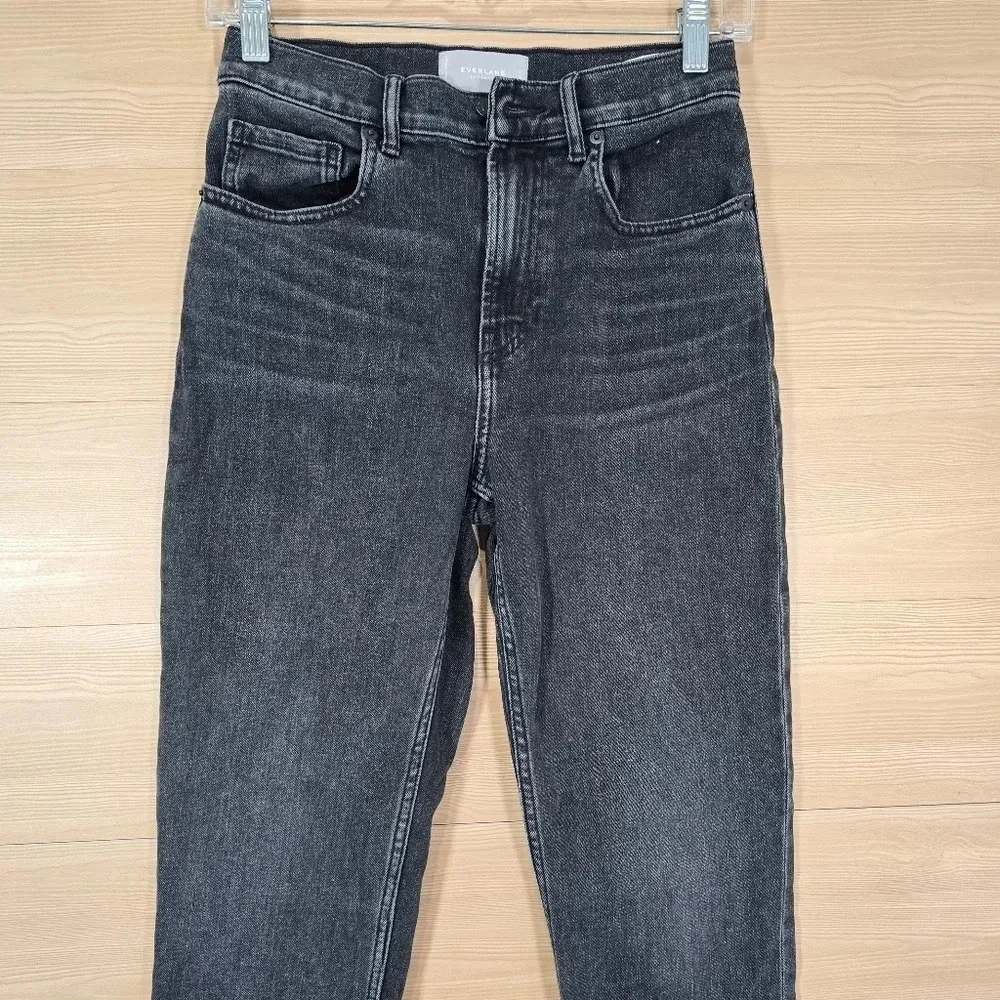Everlane The Cheeky Jean Size 26R Washed Black Denim Straight Leg‎ High Rise